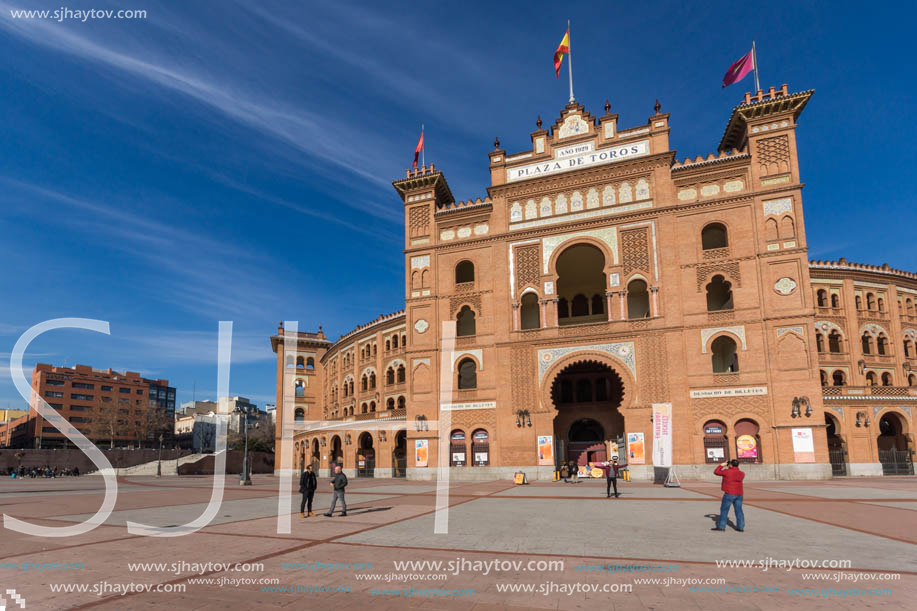 MADRID, SPAIN - JANUARY 24, 2018:  Las Ventas Bullring (Plaza de Toros de Las Ventas) situated at Plaza de torros in City of Madrid, Spain