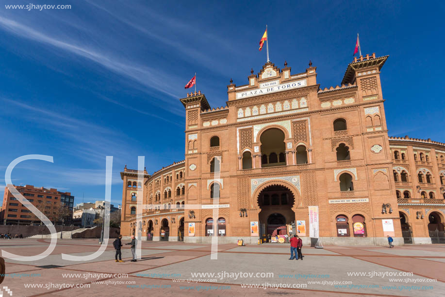 MADRID, SPAIN - JANUARY 24, 2018:  Las Ventas Bullring (Plaza de Toros de Las Ventas) situated at Plaza de torros in City of Madrid, Spain