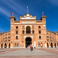 MADRID, SPAIN - JANUARY 24, 2018:  Las Ventas Bullring (Plaza de Toros de Las Ventas) situated at Plaza de torros in City of Madrid, Spain