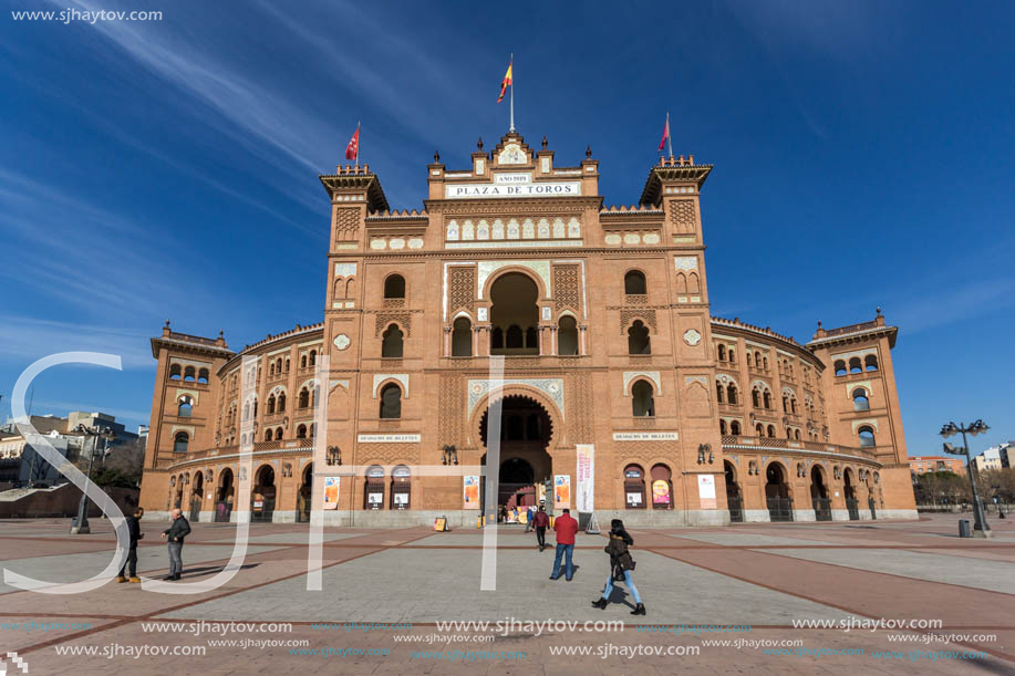 MADRID, SPAIN - JANUARY 24, 2018:  Las Ventas Bullring (Plaza de Toros de Las Ventas) situated at Plaza de torros in City of Madrid, Spain