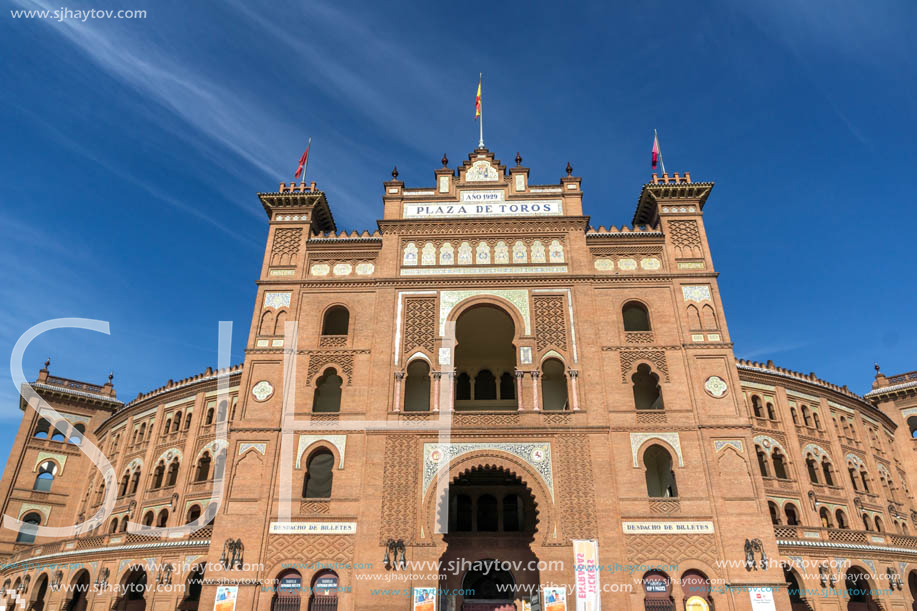 MADRID, SPAIN - JANUARY 24, 2018:  Las Ventas Bullring (Plaza de Toros de Las Ventas) situated at Plaza de torros in City of Madrid, Spain