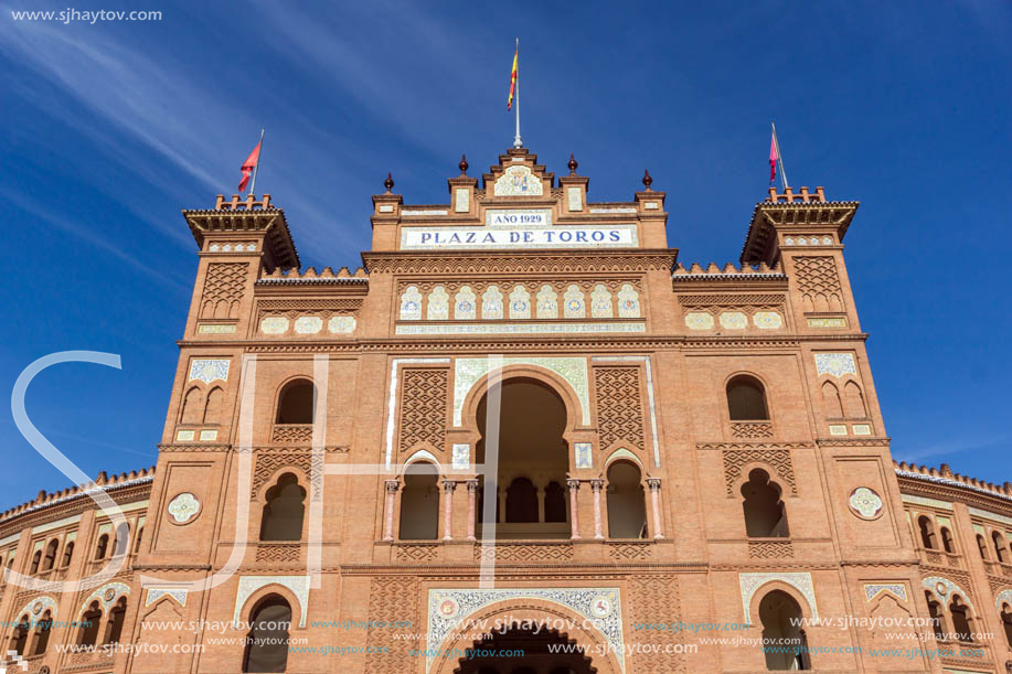 MADRID, SPAIN - JANUARY 24, 2018:  Las Ventas Bullring (Plaza de Toros de Las Ventas) situated at Plaza de torros in City of Madrid, Spain