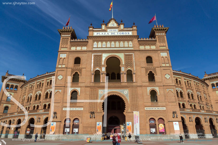 MADRID, SPAIN - JANUARY 24, 2018:  Las Ventas Bullring (Plaza de Toros de Las Ventas) situated at Plaza de torros in City of Madrid, Spain