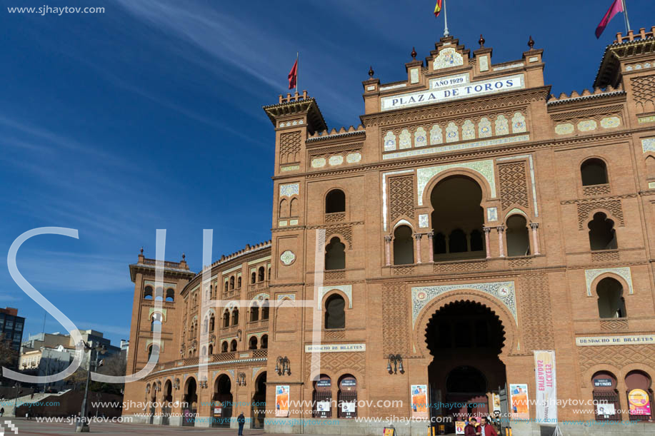 MADRID, SPAIN - JANUARY 24, 2018:  Las Ventas Bullring (Plaza de Toros de Las Ventas) situated at Plaza de torros in City of Madrid, Spain