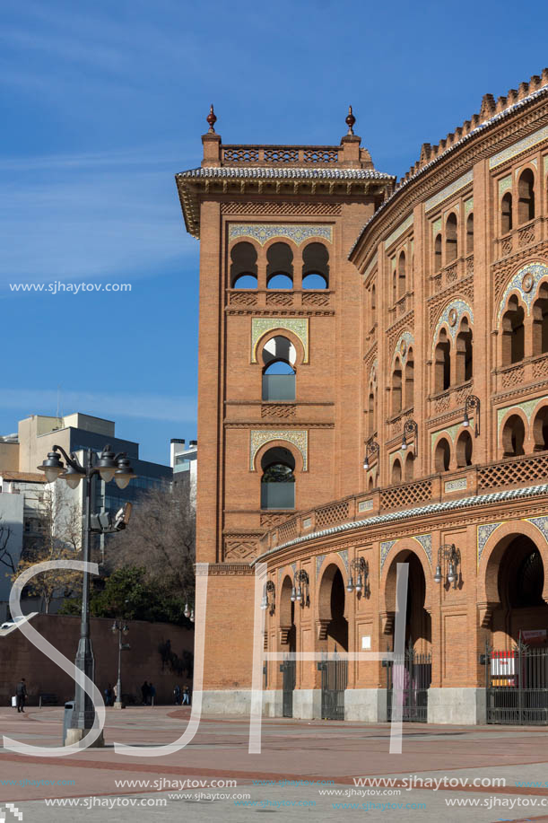 MADRID, SPAIN - JANUARY 24, 2018:  Las Ventas Bullring (Plaza de Toros de Las Ventas) situated at Plaza de torros in City of Madrid, Spain