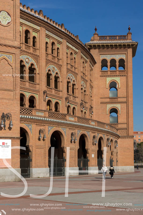 MADRID, SPAIN - JANUARY 24, 2018:  Las Ventas Bullring (Plaza de Toros de Las Ventas) situated at Plaza de torros in City of Madrid, Spain