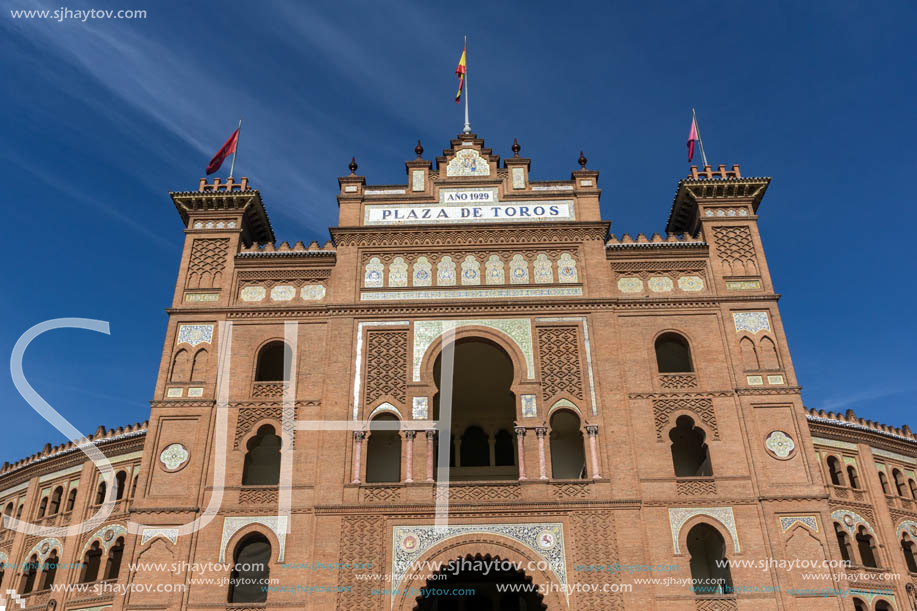 MADRID, SPAIN - JANUARY 24, 2018:  Las Ventas Bullring (Plaza de Toros de Las Ventas) situated at Plaza de torros in City of Madrid, Spain