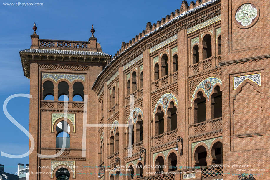 MADRID, SPAIN - JANUARY 24, 2018:  Las Ventas Bullring (Plaza de Toros de Las Ventas) situated at Plaza de torros in City of Madrid, Spain