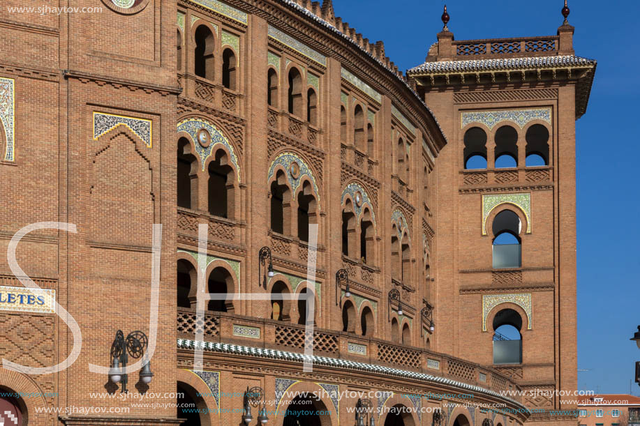 MADRID, SPAIN - JANUARY 24, 2018:  Las Ventas Bullring (Plaza de Toros de Las Ventas) situated at Plaza de torros in City of Madrid, Spain