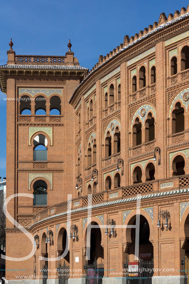 MADRID, SPAIN - JANUARY 24, 2018:  Las Ventas Bullring (Plaza de Toros de Las Ventas) situated at Plaza de torros in City of Madrid, Spain