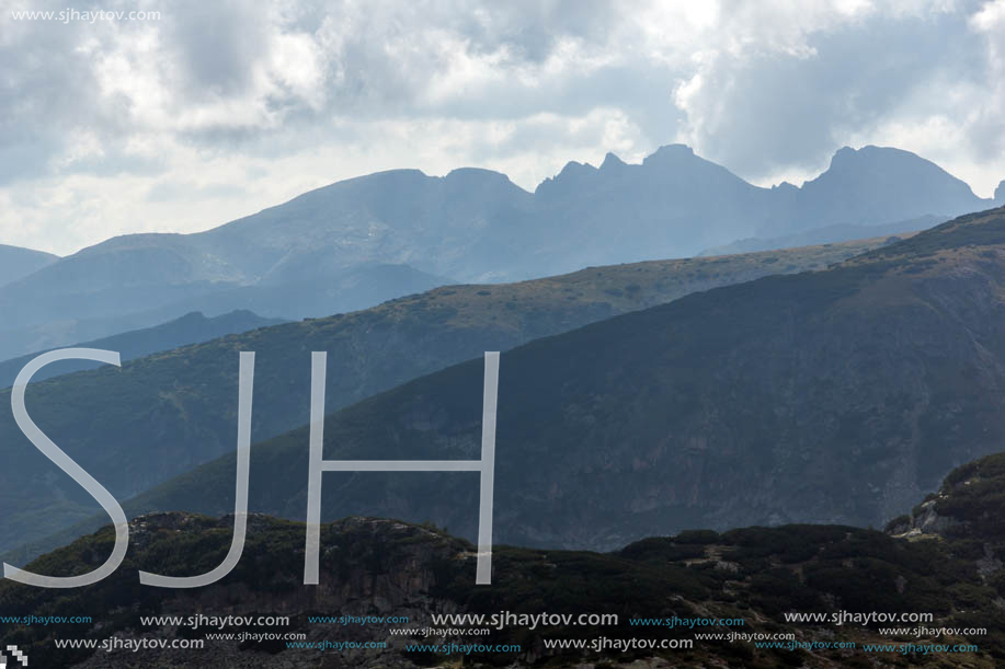 Landscape of Malyovitsa peak, view from The Seven Rila Lakes,Rila Mountan, Bulgaria