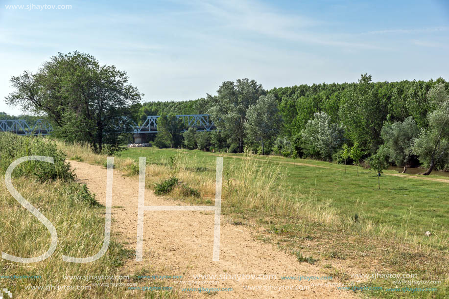 Landscape with green meadows on the outskirts of city of Edirne,  East Thrace, Turkey