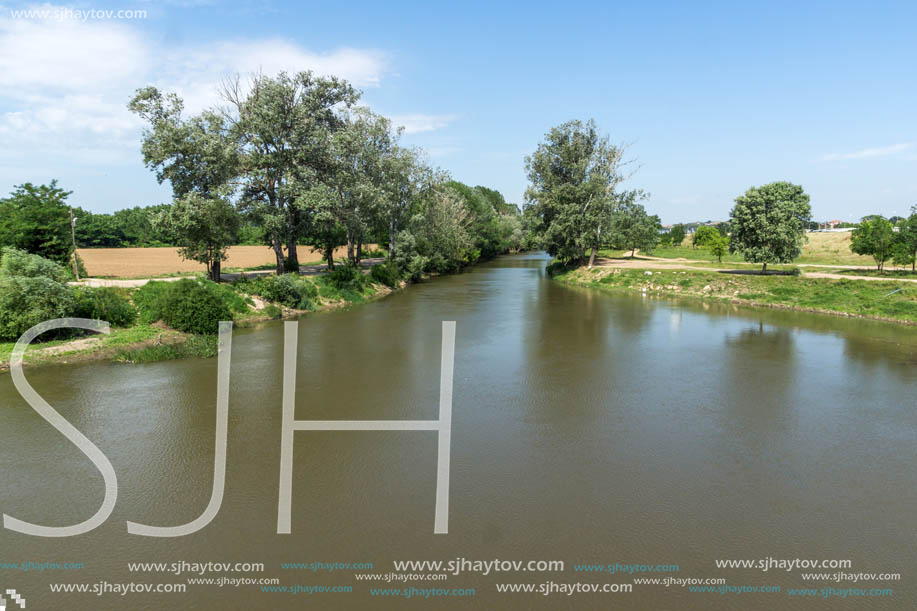 Landscape of Tunca River in city of Edirne,  East Thrace, Turkey