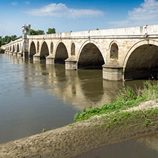 Medieval Bridge from period of Ottoman Empire over Meric River in city of Edirne,  East Thrace, Turkey