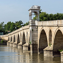 Medieval Bridge from period of Ottoman Empire over Meric River in city of Edirne,  East Thrace, Turkey