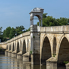 Medieval Bridge from period of Ottoman Empire over Meric River in city of Edirne,  East Thrace, Turkey