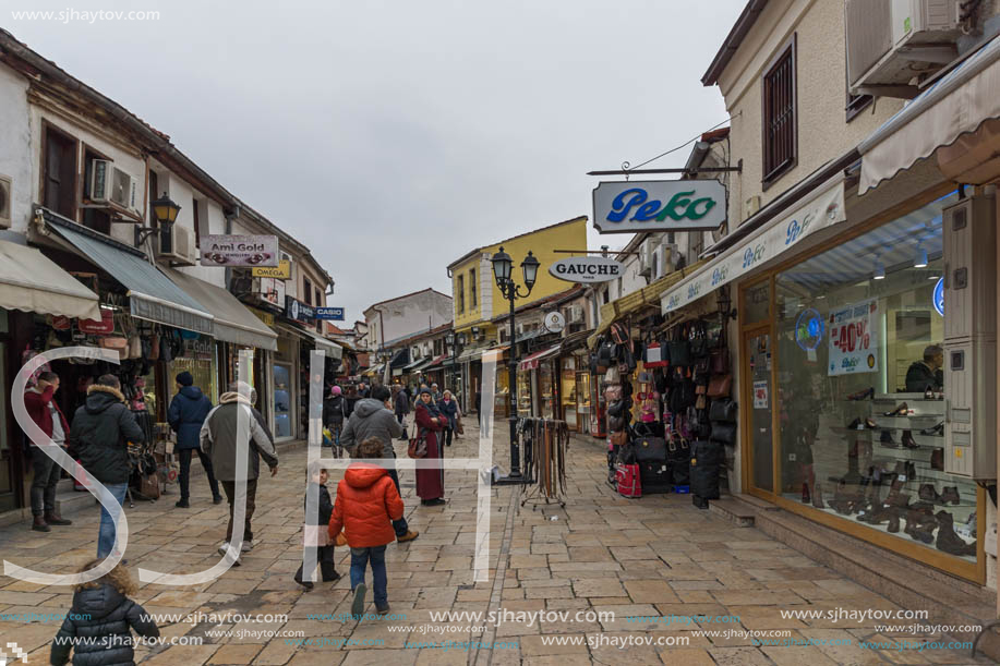 SKOPJE, REPUBLIC OF MACEDONIA - FEBRUARY 24, 2018: Old Bazaar (Old Market) in city of Skopje, Republic of Macedonia