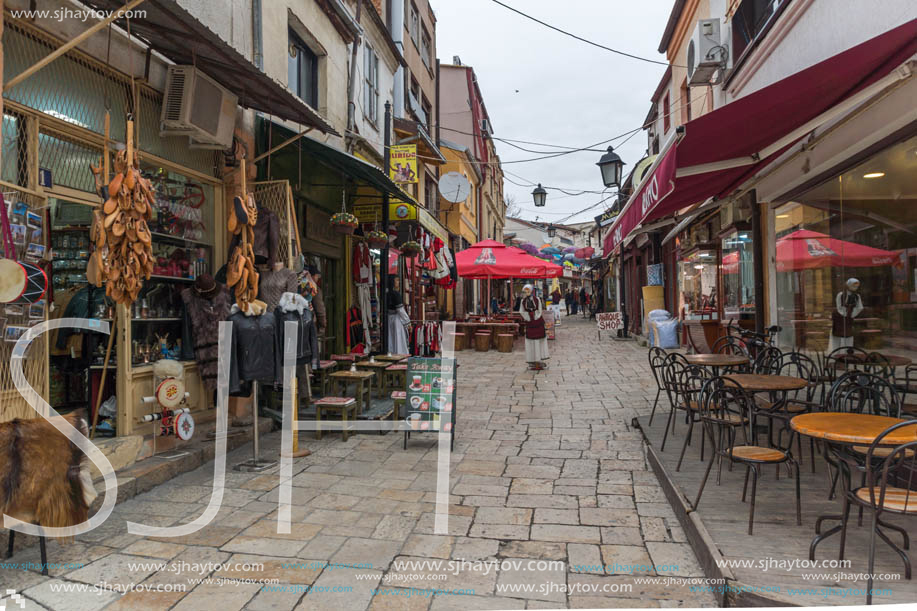 SKOPJE, REPUBLIC OF MACEDONIA - FEBRUARY 24, 2018: Old Bazaar (Old Market) in city of Skopje, Republic of Macedonia