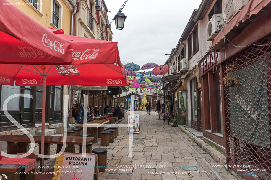 SKOPJE, REPUBLIC OF MACEDONIA - FEBRUARY 24, 2018: Old Bazaar (Old Market) in city of Skopje, Republic of Macedonia