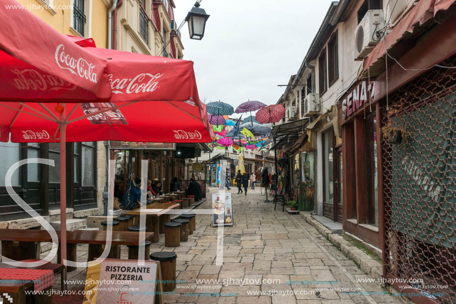 SKOPJE, REPUBLIC OF MACEDONIA - FEBRUARY 24, 2018: Old Bazaar (Old Market) in city of Skopje, Republic of Macedonia