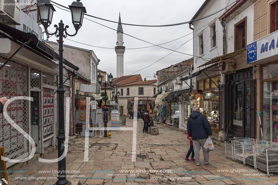 SKOPJE, REPUBLIC OF MACEDONIA - FEBRUARY 24, 2018: Old Bazaar (Old Market) in city of Skopje, Republic of Macedonia