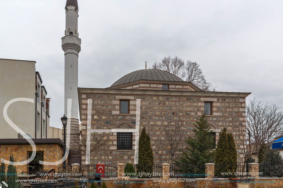 SKOPJE, REPUBLIC OF MACEDONIA - FEBRUARY 24, 2018: Mosque in old town of city of Skopje, Republic of Macedonia