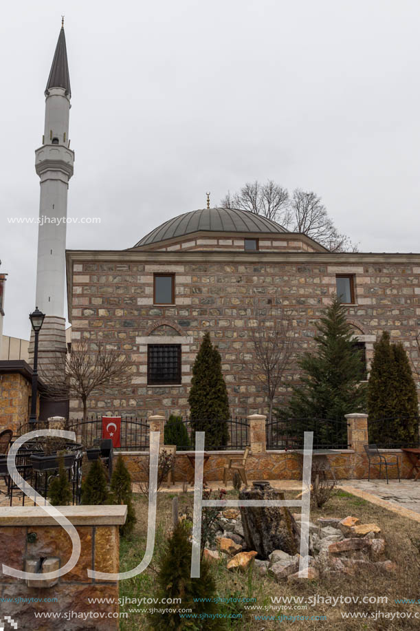 SKOPJE, REPUBLIC OF MACEDONIA - FEBRUARY 24, 2018: Mosque in old town of city of Skopje, Republic of Macedonia