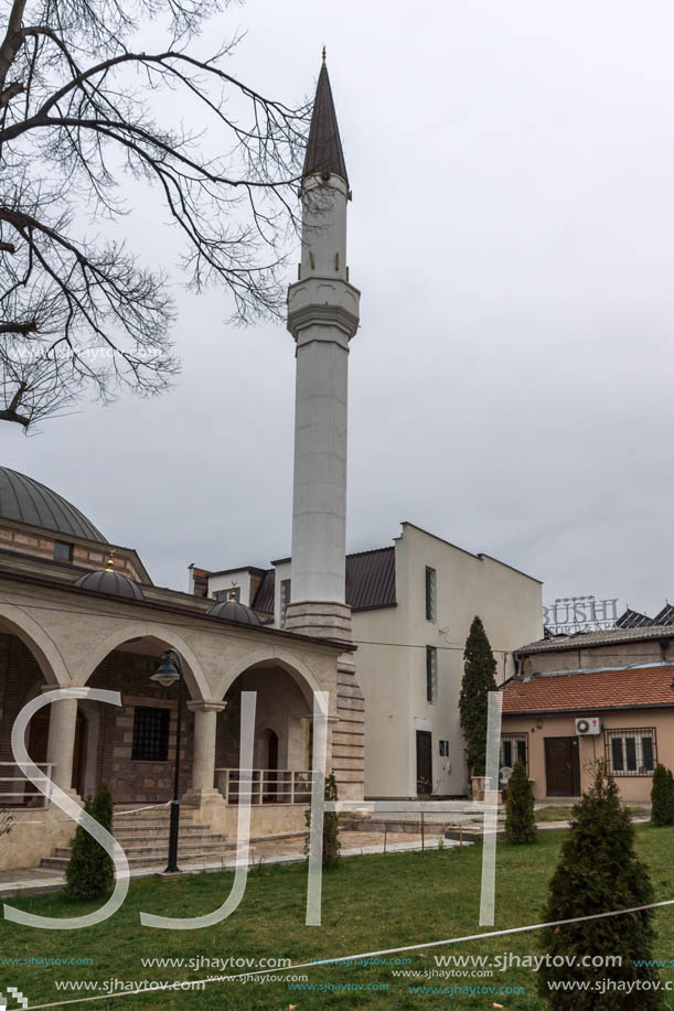 SKOPJE, REPUBLIC OF MACEDONIA - FEBRUARY 24, 2018: Mosque in old town of city of Skopje, Republic of Macedonia