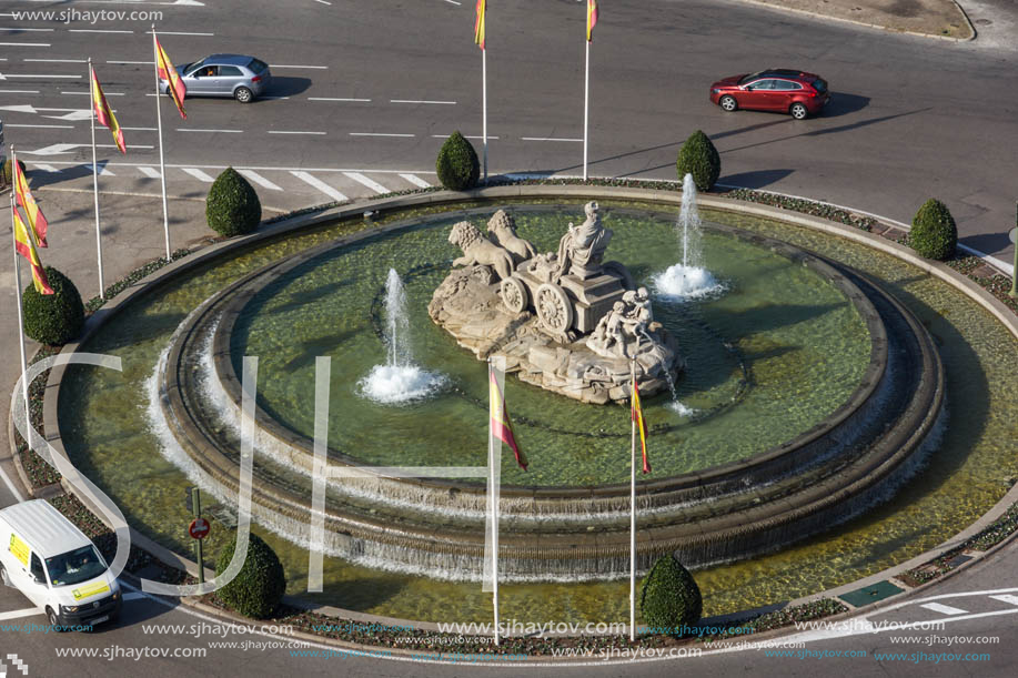 MADRID, SPAIN - JANUARY 24, 2018:  Panoramic view from the terrace of Cybele Palace (Palacio de Cibeles), Madrid, Spain