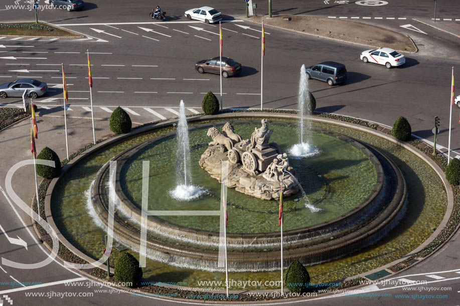 MADRID, SPAIN - JANUARY 24, 2018:  Panoramic view from the terrace of Cybele Palace (Palacio de Cibeles), Madrid, Spain