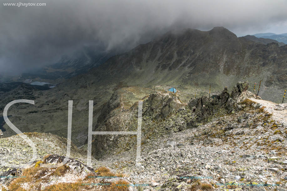 Amazing panoramic view from Musala peak, Rila mountain, Bulgaria