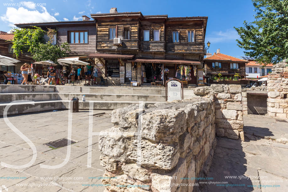 NESSEBAR, BULGARIA - AUGUST 12, 2018: Ruins of Ancient Church of Saint Sophia in the town of Nessebar, Burgas Region, Bulgaria