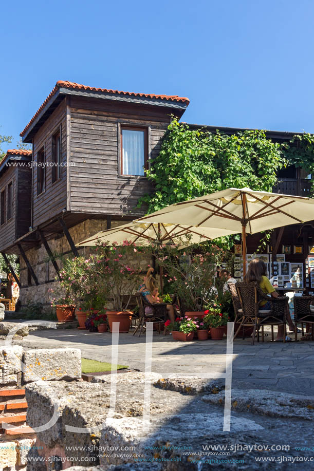 NESSEBAR, BULGARIA - AUGUST 12, 2018: Typical Street in old town of Nessebar, Burgas Region, Bulgaria