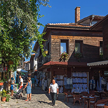 NESSEBAR, BULGARIA - AUGUST 12, 2018: Typical Street in old town of Nessebar, Burgas Region, Bulgaria