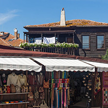 NESSEBAR, BULGARIA - AUGUST 12, 2018: Typical Street in old town of Nessebar, Burgas Region, Bulgaria