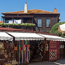 NESSEBAR, BULGARIA - AUGUST 12, 2018: Typical Street in old town of Nessebar, Burgas Region, Bulgaria