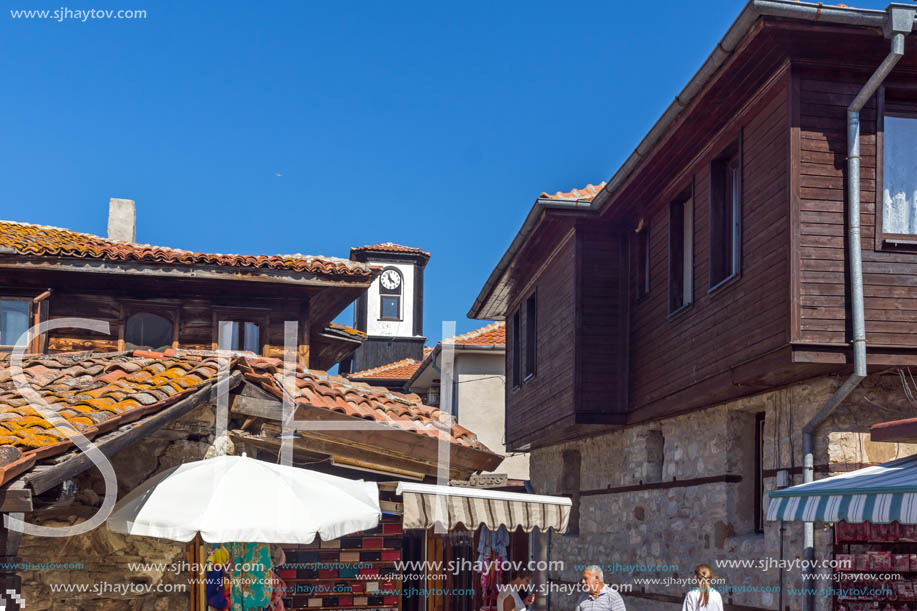 NESSEBAR, BULGARIA - AUGUST 12, 2018: Typical Street in old town of Nessebar, Burgas Region, Bulgaria