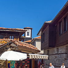 NESSEBAR, BULGARIA - AUGUST 12, 2018: Typical Street in old town of Nessebar, Burgas Region, Bulgaria