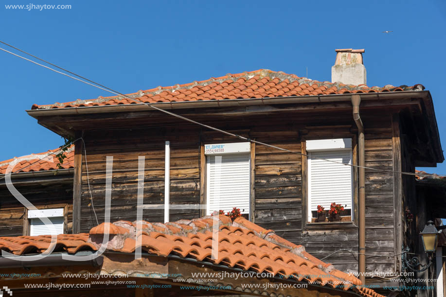 NESSEBAR, BULGARIA - AUGUST 12, 2018: Typical Street in old town of Nessebar, Burgas Region, Bulgaria