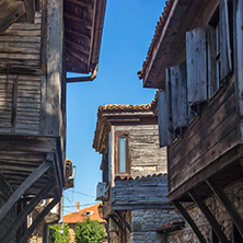 NESSEBAR, BULGARIA - AUGUST 12, 2018: Typical Street in old town of Nessebar, Burgas Region, Bulgaria