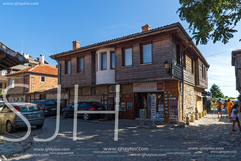 NESSEBAR, BULGARIA - AUGUST 12, 2018: Typical Street in old town of Nessebar, Burgas Region, Bulgaria