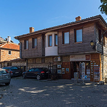 NESSEBAR, BULGARIA - AUGUST 12, 2018: Typical Street in old town of Nessebar, Burgas Region, Bulgaria