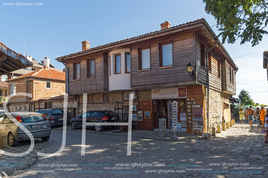 NESSEBAR, BULGARIA - AUGUST 12, 2018: Typical Street in old town of Nessebar, Burgas Region, Bulgaria