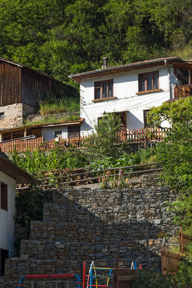 SHIROKA LAKA, BULGARIA - AUGUST 14, 2018: Old houses in historical town of Shiroka Laka, Smolyan Region, Bulgaria