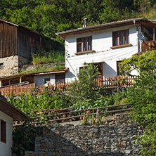 SHIROKA LAKA, BULGARIA - AUGUST 14, 2018: Old houses in historical town of Shiroka Laka, Smolyan Region, Bulgaria