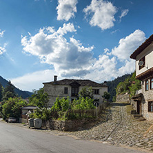 SHIROKA LAKA, BULGARIA - AUGUST 14, 2018: Old houses in historical town of Shiroka Laka, Smolyan Region, Bulgaria