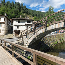 SHIROKA LAKA, BULGARIA - AUGUST 14, 2018: Old houses in historical town of Shiroka Laka, Smolyan Region, Bulgaria