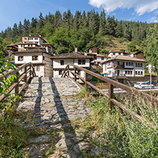 SHIROKA LAKA, BULGARIA - AUGUST 14, 2018: Old houses in historical town of Shiroka Laka, Smolyan Region, Bulgaria