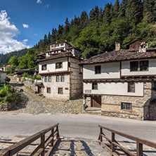 SHIROKA LAKA, BULGARIA - AUGUST 14, 2018: Old houses in historical town of Shiroka Laka, Smolyan Region, Bulgaria