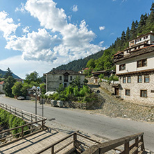 SHIROKA LAKA, BULGARIA - AUGUST 14, 2018: Old houses in historical town of Shiroka Laka, Smolyan Region, Bulgaria